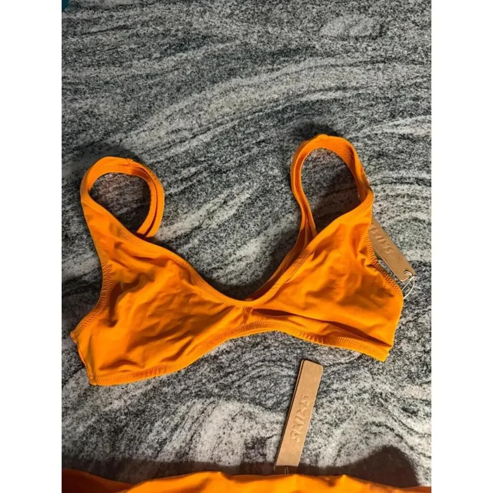 SKIMS Tangerine Bikini Set Top S Bottom M Bright Orange Swim NWT